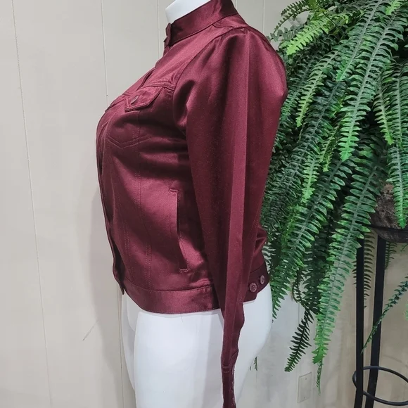 Bill Blass Maroon Sz M Jacket w/pockets - Picture 3 of 15